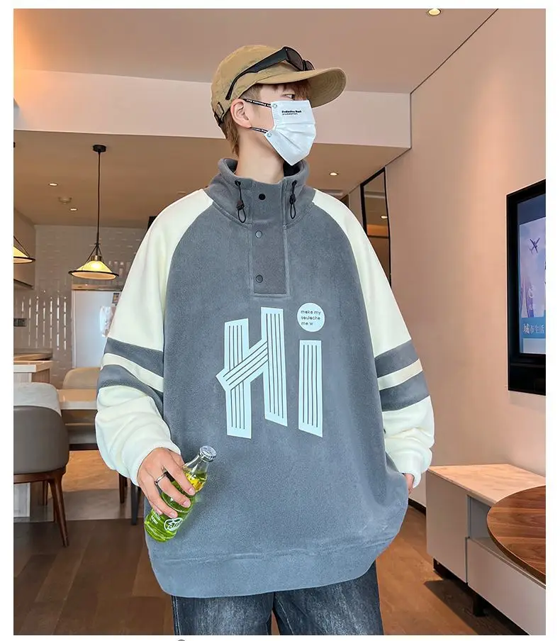 Turtleneck Pullover Hoodie Thicken Fashion Autumn Winter Women Men Sweatshirts Hi Printed Casual Pullover Streetwear Clothing