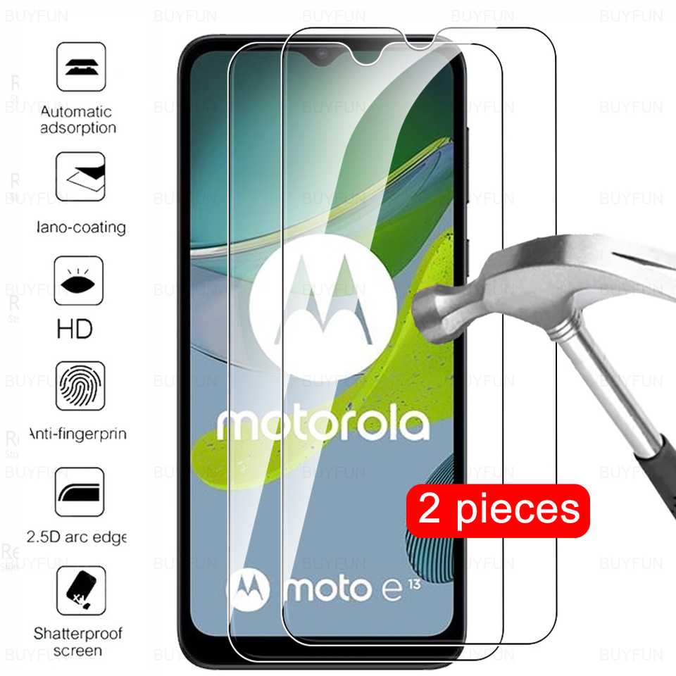 2 Pcs Full Cover Tempered Glass For Motorola Moto E13 4G Screen Protector Moto E14 E15 MotoE13 E 13 Protective Glass Cover Film