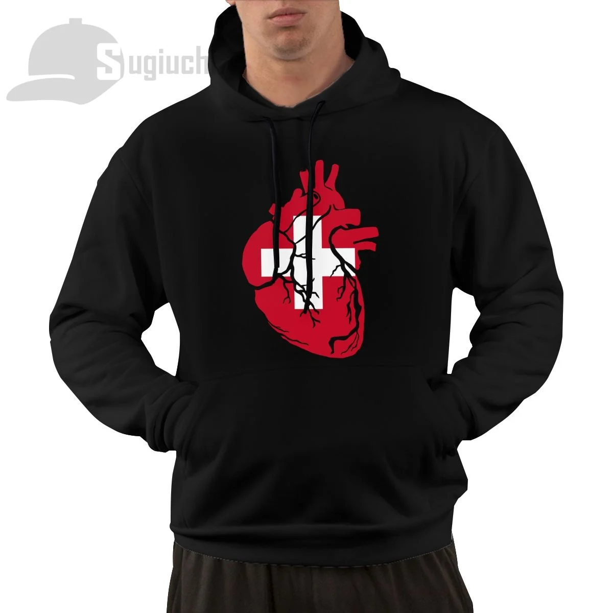 

Switzerland Anatomical Heart Shape Country Flag Cotton Pullover Hoodie Men Women Unisex Hip Hop Style Sweatshirt