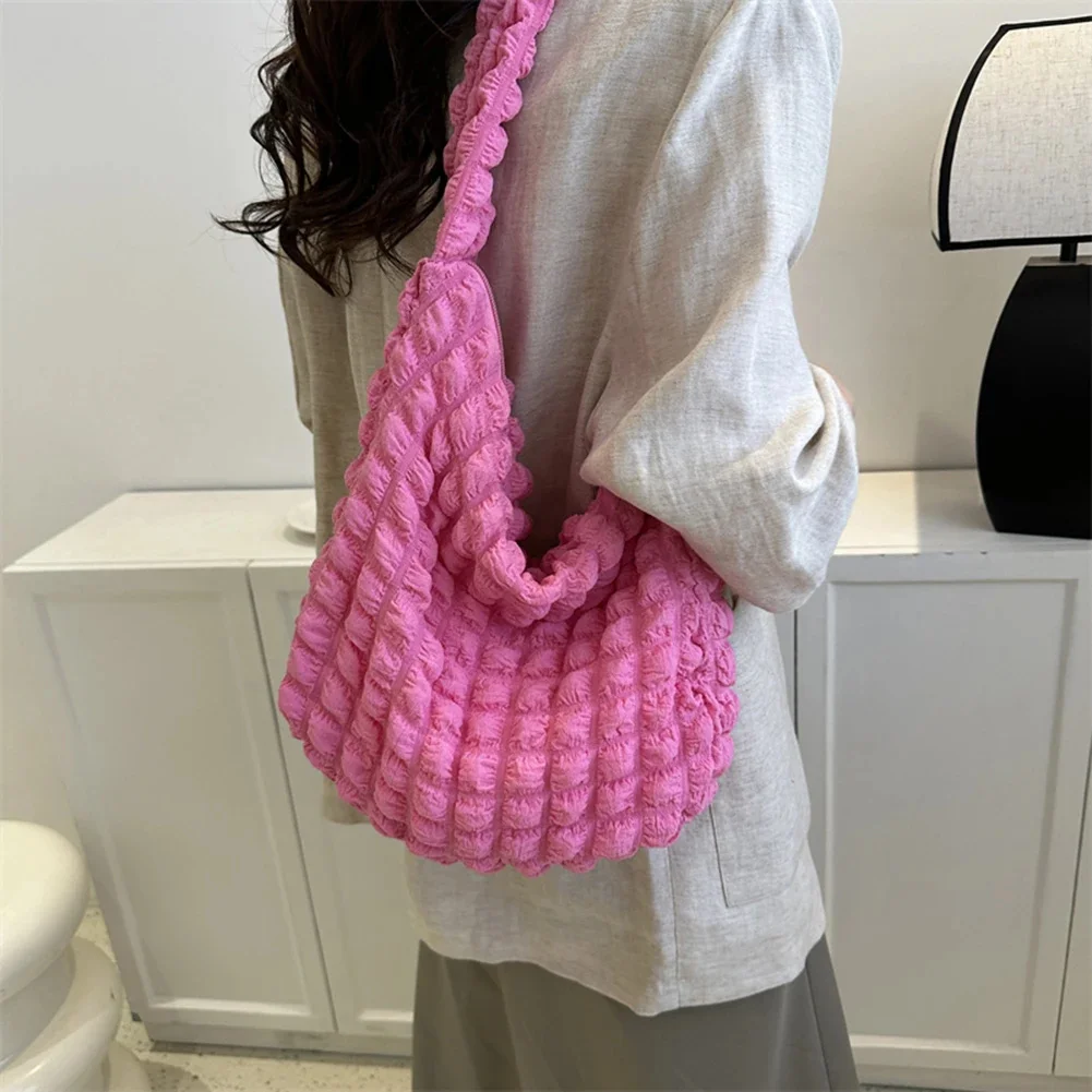 

Women Cloud Shoulder Bags Quilted Pleated Bubbles Large Capacity Female Underarm Bag Tote Shopping Bag Soft Cloth Ruched Handbag