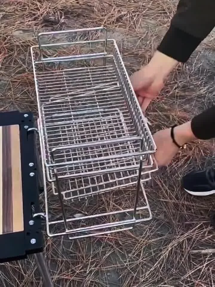 キャンプ用二重層igt排水バスケット、ハンギングラック、側面拡張