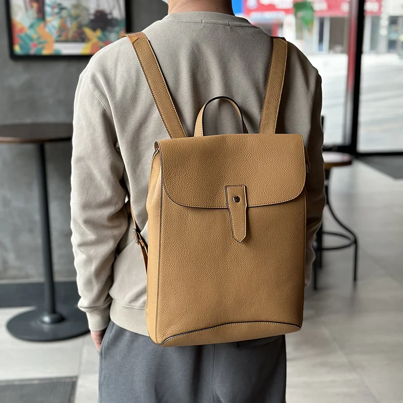 Leather Backpack Women 2023 Fashion Soft Cowhide Bag All Commute Casual Women Backpack 14inch Laptop