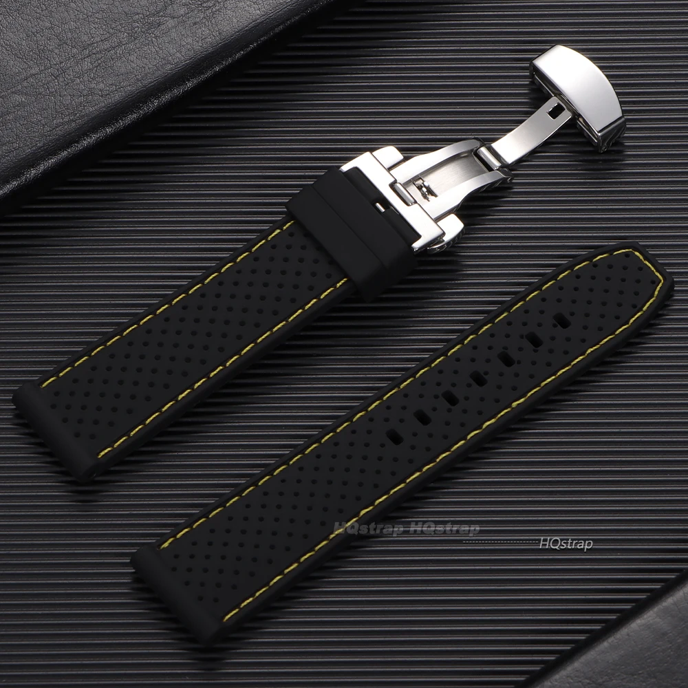 Silicone Sport Watch Strap with Butterfly Buckle - Breathable Waterproof Wristband