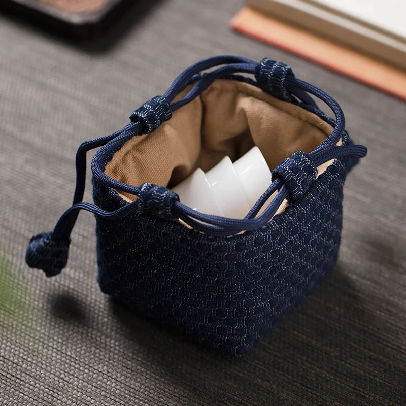 Tea set purple clay pot teacup storage bag Portable packing bag for teacup and teapot Chinese retro jacquard Master Cup