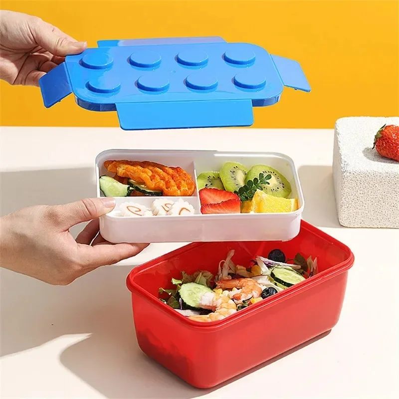 Lunch Box DIY Building Block Portable Modular for Children Student Outdoor Picnic Bento Food Storage Container Fruit Salad Box - 2