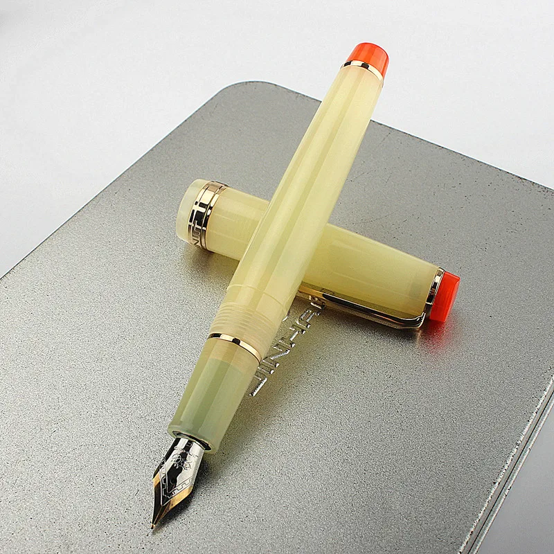 

Jinhao 82 прозрачная перьевая ручка, акриловая чернильная ручка, вращающаяся золотая ручка EF F, деловая офисная ручка