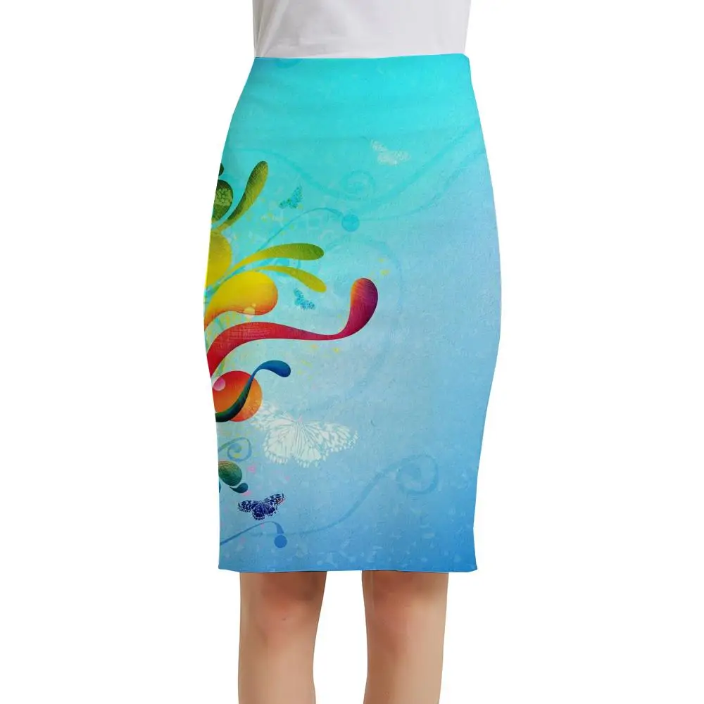

KYKU Brand Butterfly Skirts Women Flower Elegant Funny 3d Skirt Colorful Sexy Beauty Office Ladies Skirts Womens Floral Casual