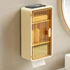 Wall Mounted Makeup Storage Box Hanging Drawer-type Cosmetics Organizer Punch Free Dust-proof Storage Rack with Lid Tissue Box 5