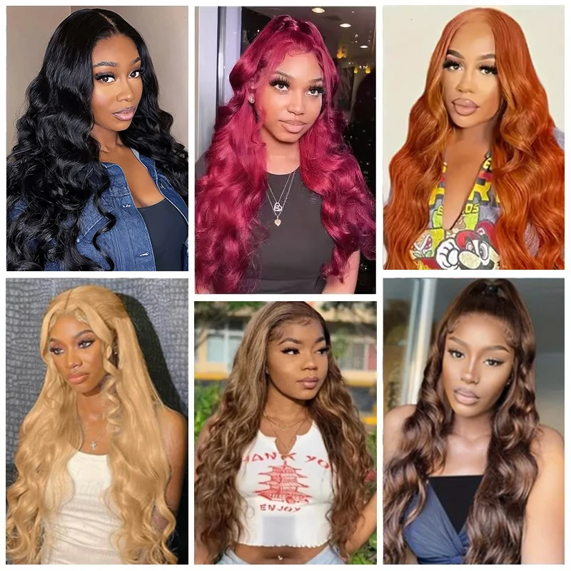 13x6 Body Wave Lace Front Human Hair Wigs Natural Black #4 Brown 13x4 Pre Plucked With Baby Hair For Women 200 Density 6