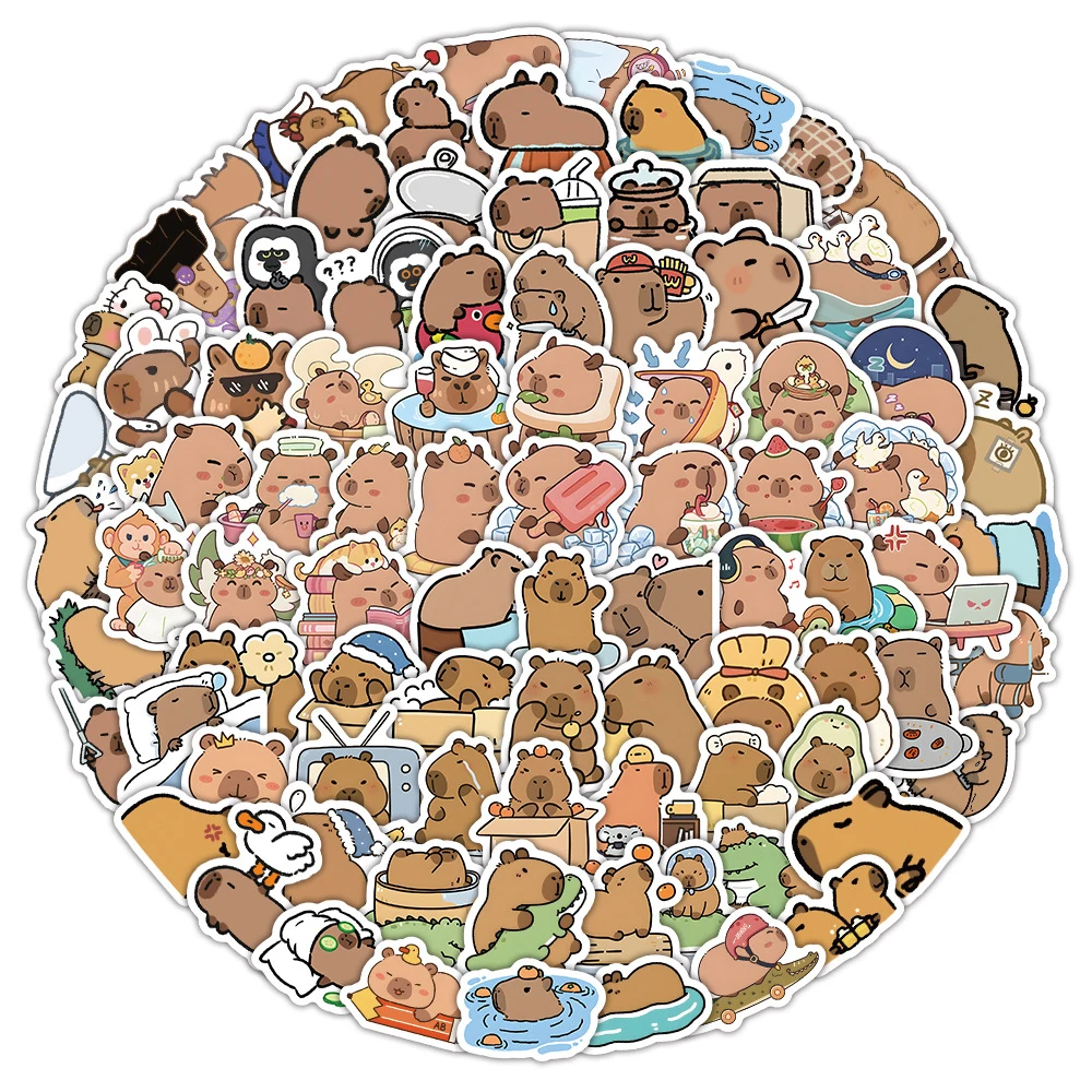 Kawaii Cartoon Capybara Animal Stickers 10/30/50/120pcs