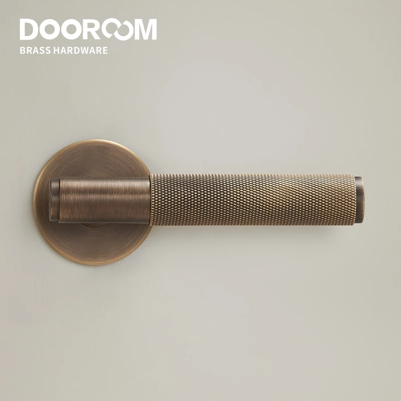 Dooroom Brass Door Lever Set Knurled Privacy Passage Dummy Thumbturn Lock Handle Set Knurled Hardware door lock door latch door knob