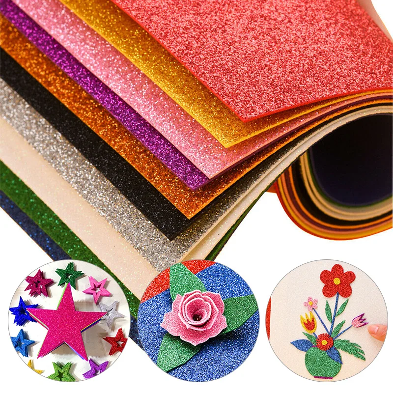20 Fogli Di Gomma Crepla Glitter Autoadesivi | A4 2mm Per Lavoretti Creativi Bambini | Carta Spugna Fai Da Te Per Scrapbooking E Decorazioni