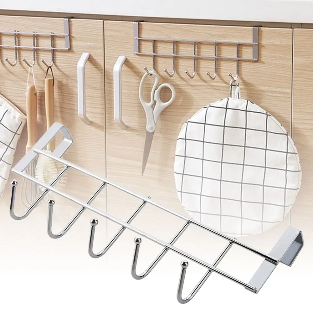 

Convenient Stainless Steel Good Load-Bearing Bathroom Organizer 5 Hooks Rack Towel Hanger Rack Door Hook