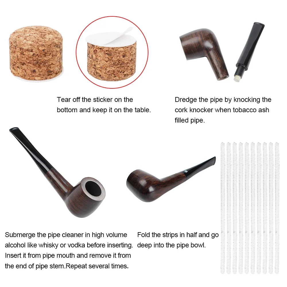 JIBILL solid wood tobacco pipe set, straight handle pipe with clean set, sandalwood length 146mm, classic billiard