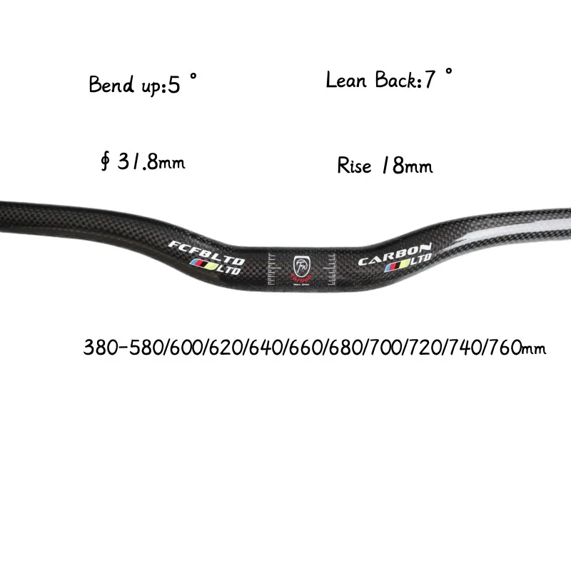 Bicycle handlebar carbon bicycle handlebar MTB Handlebar Flat Or Rise Handlebar 31.8*380-760mm matte bike parts handlebar carbon bicycle bike