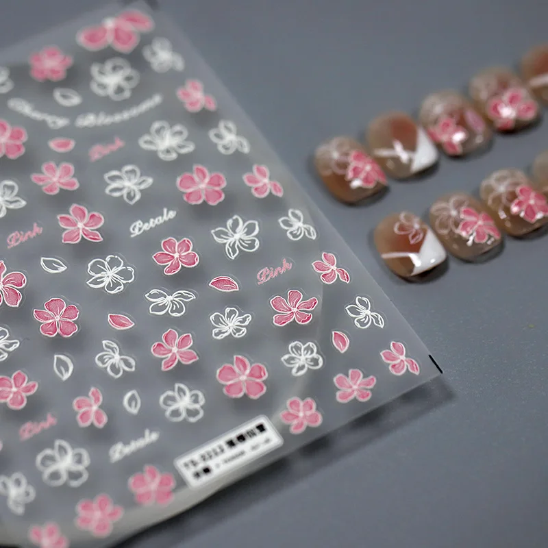 

[Meow.Sensei] Japanese Style Thin Tough Nail Sticker Pro Frosted Thin Transparent Adhesive Manicure TS-3212 Falling Cherry Snow
