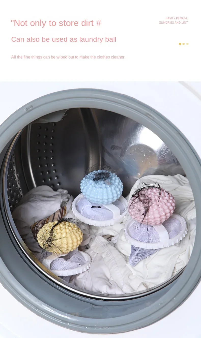 Description Picture 3 of item2-in-1 laundry ball hair removal machine, floating velvet filter bag, reusable laundry ball, clothes and hair cleaning tool