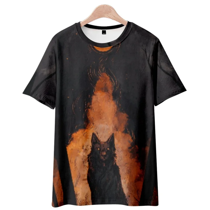 

Cartoon Wolf Printed Short Sleeve Round Neck Casual T-Shirt Men Women Fashion Streetwear Versatile Hip Hop Top Tees