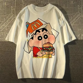 2025 Summer Fashion Crayon Shin Printed Casual Women's T-Shirt Short Sleeve Street Y2k Harajuku Loose T-Shirt Ladies Kawaii Top 1