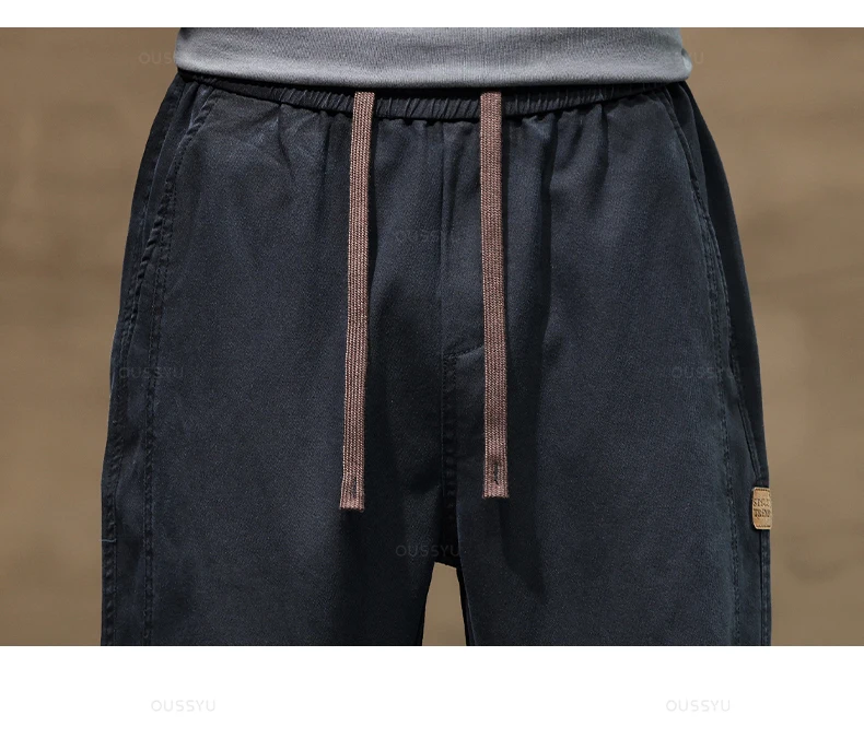Brand Clothing New Soft Lyocell Fabric Pants Men Thick Loose Straight Drawstring Elastic Waist Korea Casual Cargo Trousers Male