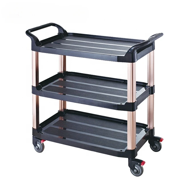 

Good Quality 3 Layer Mobile Restaurant Service Cart Room Service Food Trolley for Hotel