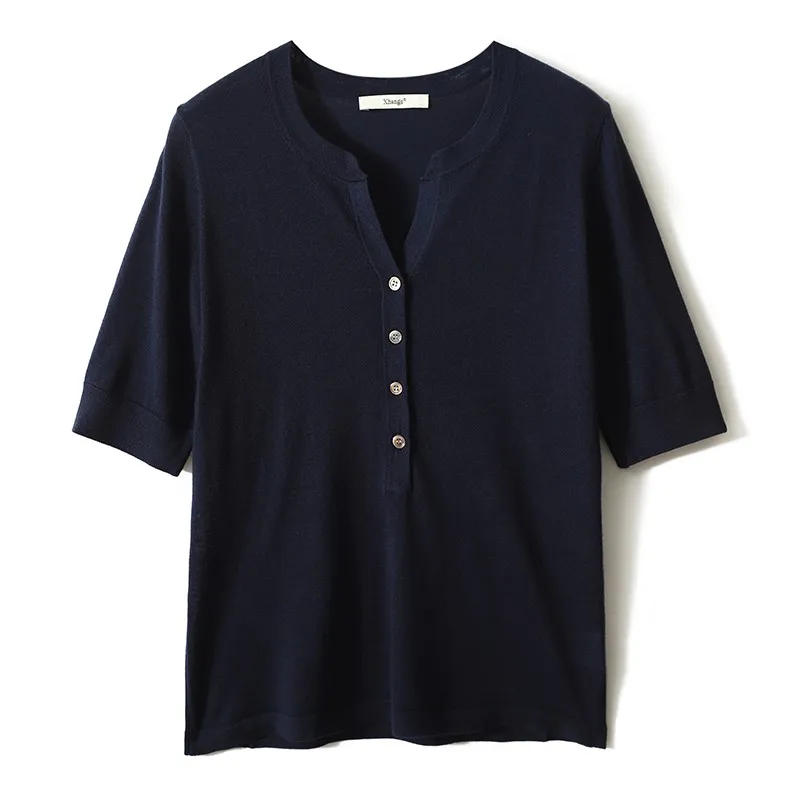 Women's 2022 Summer Thin Loose half Sleeve Silk Jersey Short sleeve T-shirt top