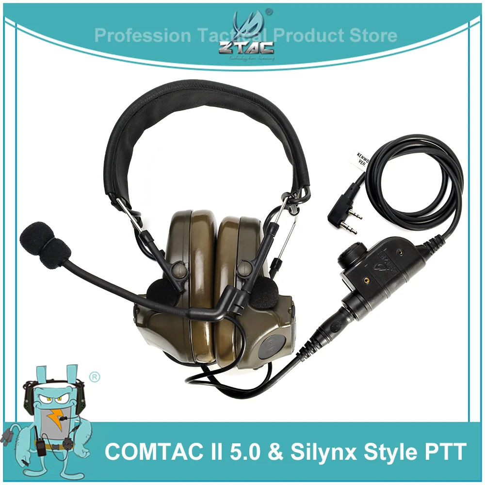 

Z-TAC Military Tactical Helmet Headset Pelto Comta II Pickup Active Headphones Accessories Baofeng UV5R PTT For Shooting Wired