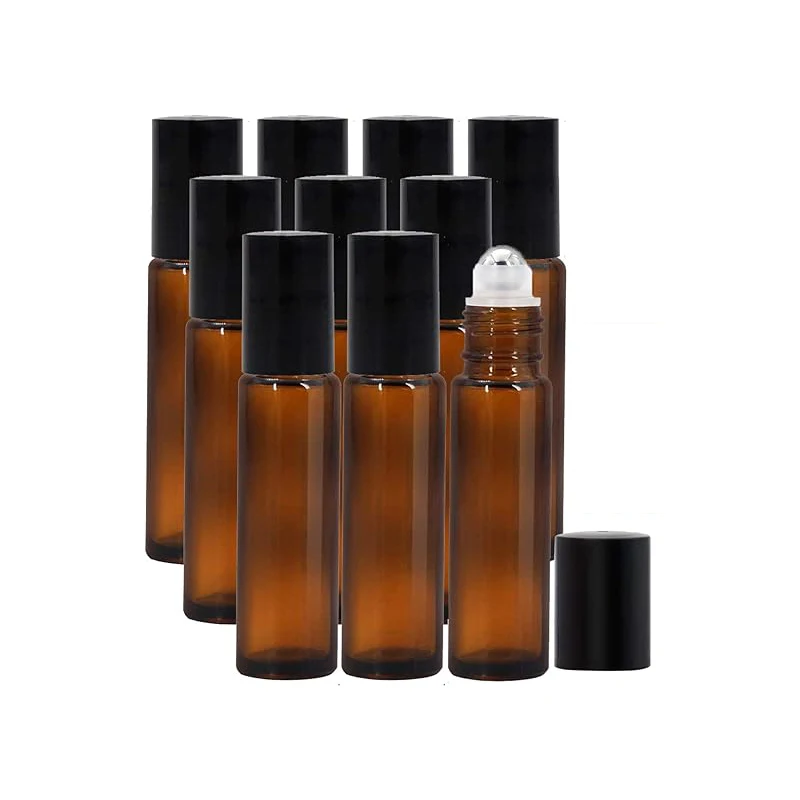 

10ml Essential Oils Roller Bottles Glass Roll on Bottles with Stainless Steel Roller Balls Perfect for Fragrance Aromatherapy