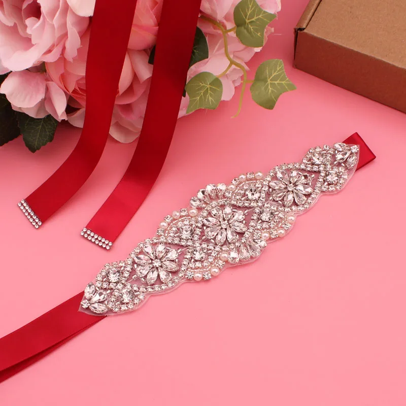 Wedding Belt Silver Crystal Rhinestone Beaded Handmade Bridesmaid bridal waistband