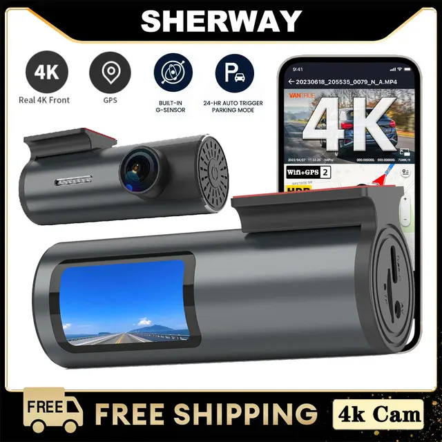 Caméra de tableau de bord 4K WiFi GPS pour voitures Mini voiture avant DVR 24H Mode de stationnement capteur G enregistreur vidéo de conduite de voiture enregistrement en boucle 1
