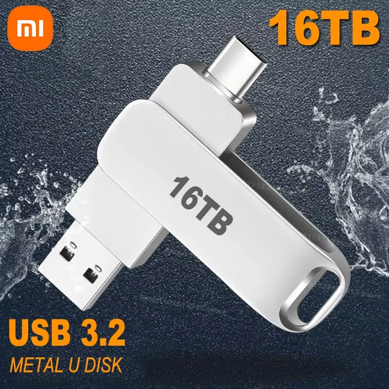 Xiaomi 16TB 2TB 512GB High-Speed USB Flash Drive 3.2 Metal Pen Drive Waterproof Type-C USB Pen Computer flash drive