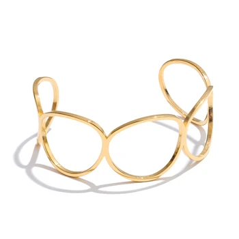 Adjustable Minimalist Stainless Steel Hollow Cuff Bracelet Bangle Distinctive Geometric Popular Jewelry Wholesale New 8