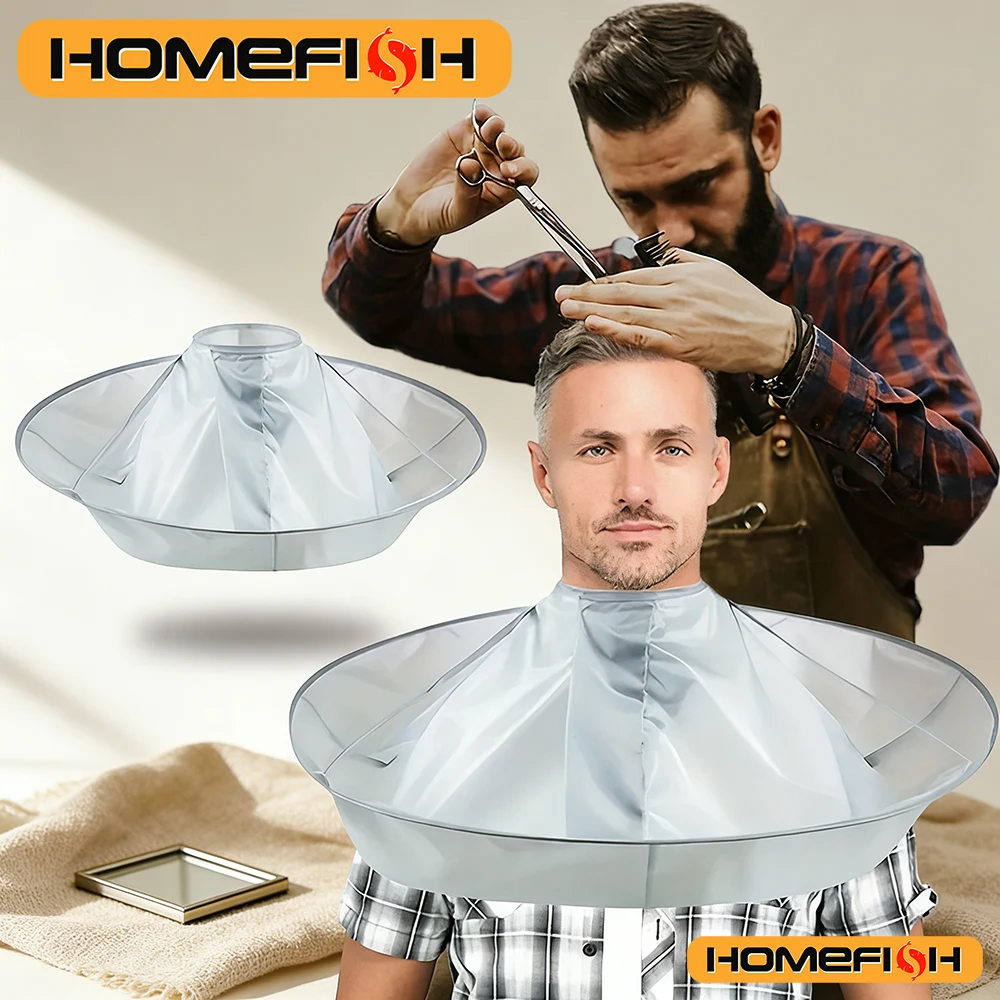 Haarschneideabdeckung für Erwachsene, mittelgroß, aus Stoff, luftig, für zu Hause, faltbar, Haarstyling-Zubehör – Detail 4