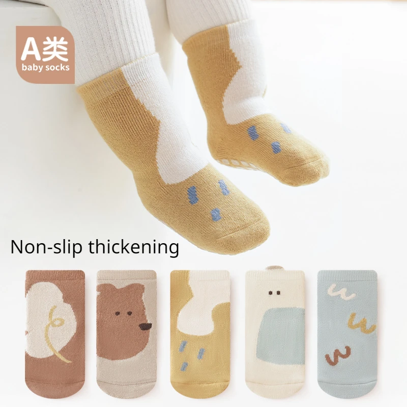 

2023 Winter Baby Socks Wool Circle Thickened Non-slip Toddler Cartoon Floor Socks Newborn Cotton Socks