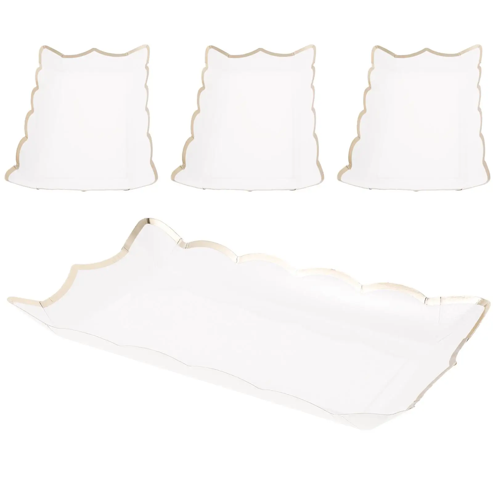 4 Pcs Square Paper Lace Plate Party Trays for Serving Food Utensils Dessert Fruit Platters Cardboard and Parties 3