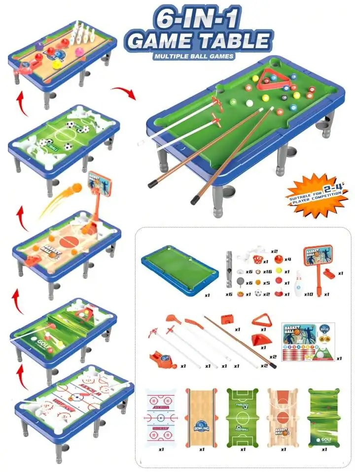 6 In 1 Mini Board Game Interactive Toy Thrilling Hockey Game Gift for Birthday Kids Christmas Party