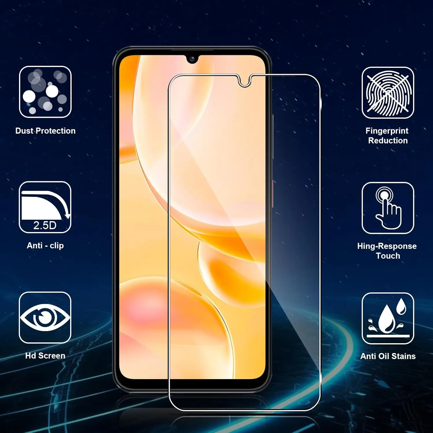 Premium Tempered Glass Screen Protector Film (2/3/4 Pack)