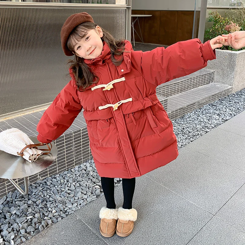 

Girls Down Coat Jacket Cotton Windbreak 2023 Red Warm Plus Thicken Velvet Winter Outwear Children's Clothing