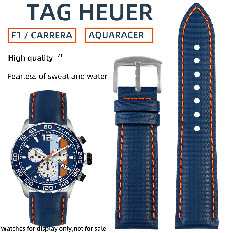 Cinturino Per Orologio In Nylon Per Tag Heuer, 20Mm, 21Mm, 22Mm, 23Mm, 24Mm, Formula F1, Aquaracer, Carrera, Blue Water Ghost Sport Nylon Band