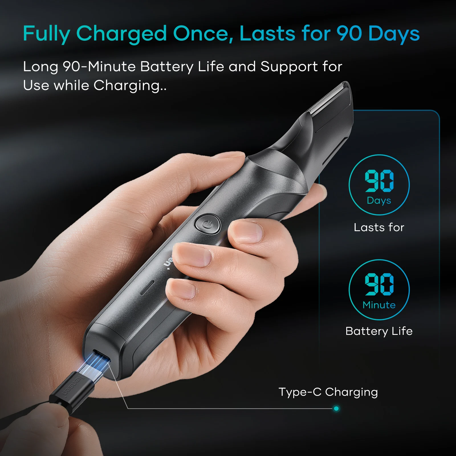 Kensen S6 Electric Body Hair Tirmmer for Men Groomer Clipper IPX5 Waterproof Groin Pubic Hair Trimmer with 2 Attachments Barber 5
