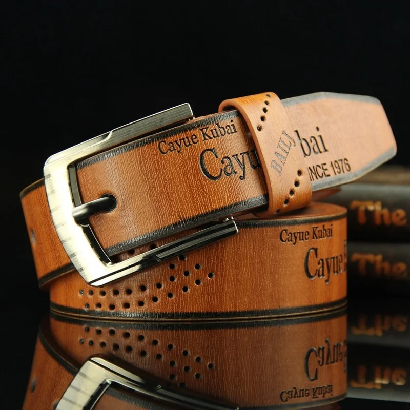 CHAOREN Ceinture en cuir pour homme - 35 mm - Pour jeans - Cuir souple - Convient mieux, marron, 110cm (Gesamtlänge 125cm