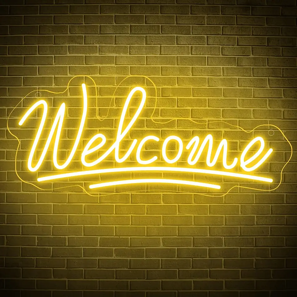 Welcome Neon Sign Welcome LED Neon Light Wall Art Sign Light up
