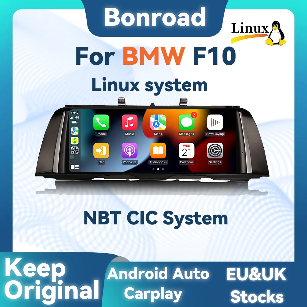 BONROAD Multimedia Touch Screen CarPlay Android Auto GPS Navigation For BMW 5 Series F10 F11 Bluetooth Airplay MirrorLink Stereo