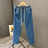 Light Blue Men's Straight Leg Jeans Casual Loose Fit American Sle Spring Autumn Wear Comfortable Denim Trousers for Teens