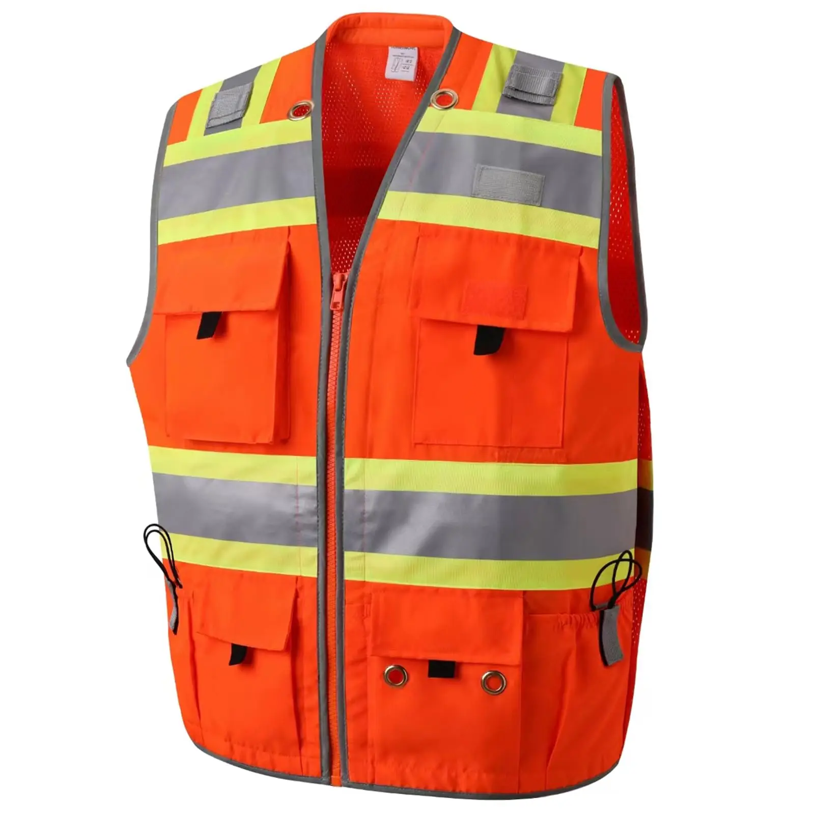 Surveyor Safety Vest Reflective for Men Class 2 Safety Vests with Pockets and Zipper High Visibility Vest