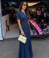 Robe longue chic pour femme à manches courtes, coupe ajustée, style rétro texturé, simple boutonnage, style urbain, Vistidos 2026, décontractée et respirante 4