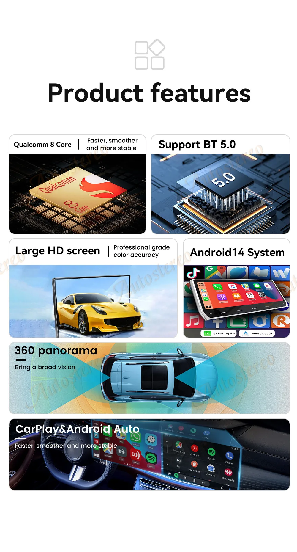 14.4 inch Carplay Android 14 For Chevrolet Camaro 2010-2015 Tesla Screen Car GPS