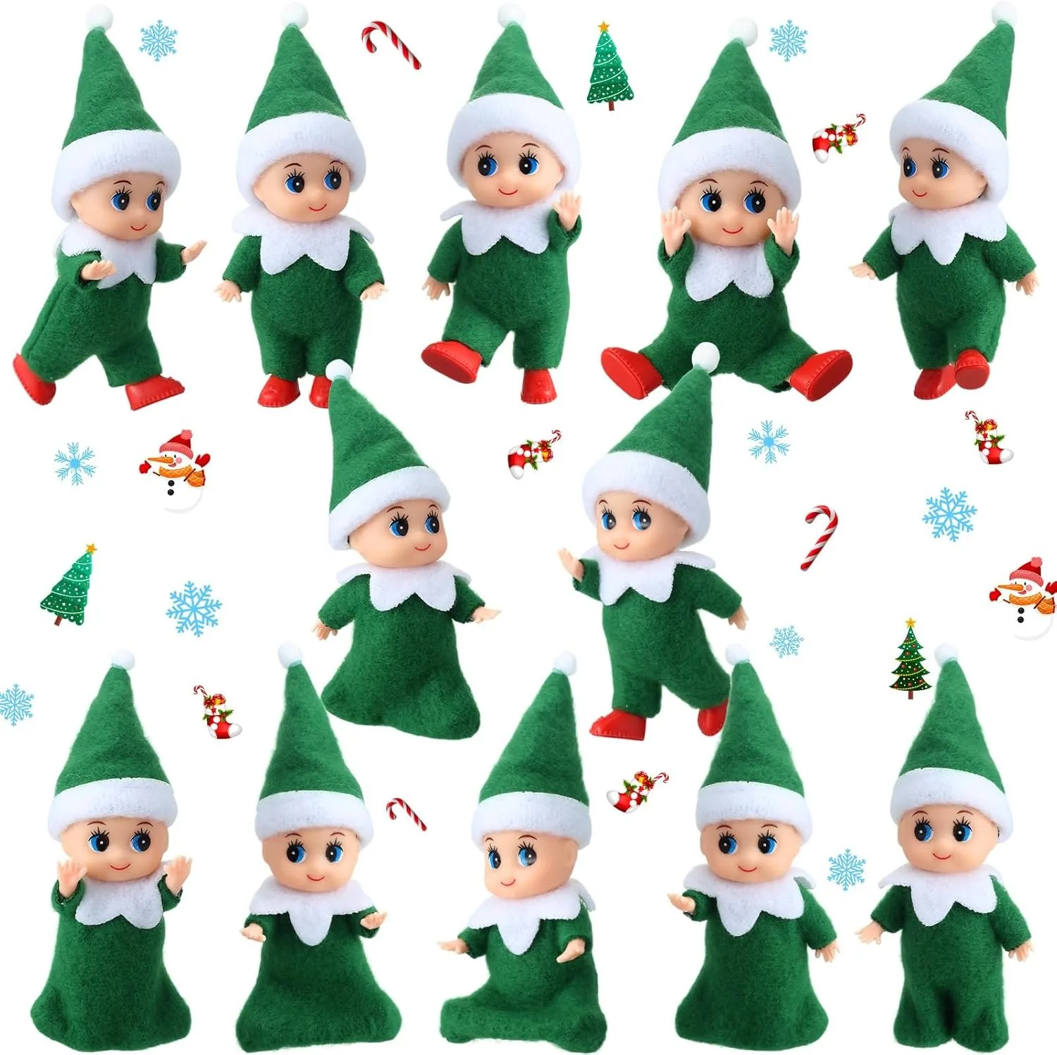2PCS Weihnachten Mini Elf Puppe Weihnachten Schaufenster Puppe Simulation Vinyl Action Figure Weihnachten Home Dekoration Geschenke