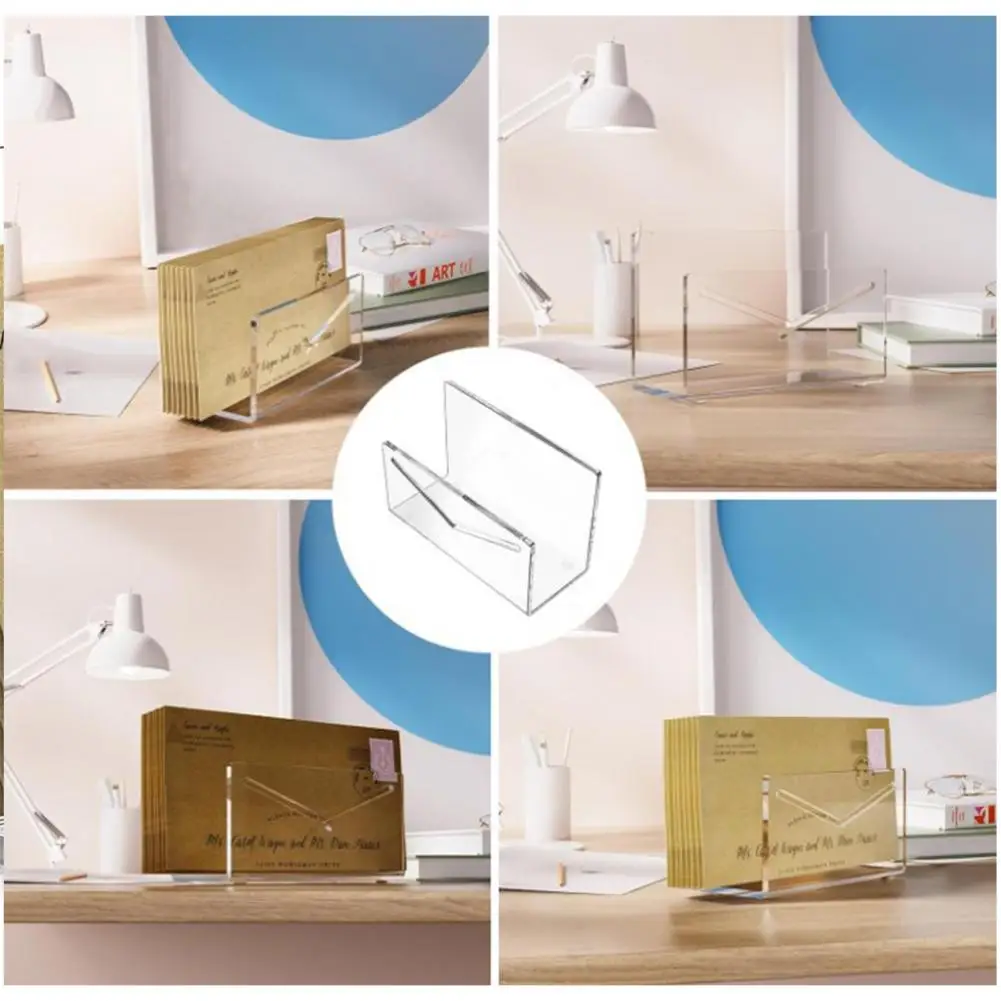 Clear Desk Shelf Box Storage Display Stand Acrylic Plastic Transparent Desktop Business Card Holder Location Card Organizer
