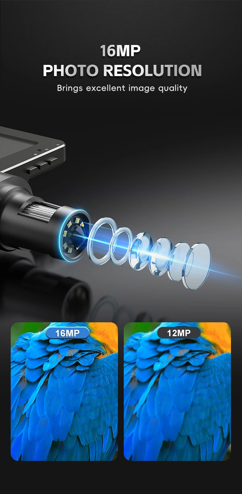 1200X HDMI Microscope with 7 inch IPS Screen 16MP Digital Microscope with 10 LED